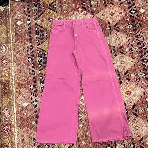 Zara Pink Flare Wide-Leg Jeans